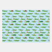 Feestelijke krokodillen in kerstkostuums patroon inpakpapier vel (Voorkant 3)