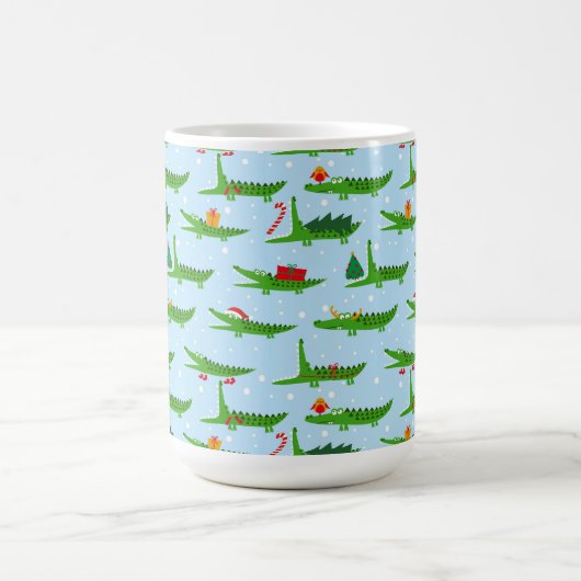 Feestelijke krokodillen in kerstkostuums patroon koffiemok (Center)