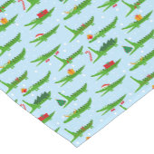 Feestelijke krokodillen in kerstkostuums patroon korte tafelloper (Hoek)