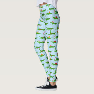 Feestelijke krokodillen in kerstkostuums patroon leggings