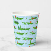 Feestelijke krokodillen in kerstkostuums patroon papieren bekers (Rechts)