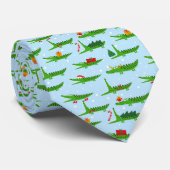 Feestelijke krokodillen in kerstkostuums patroon stropdas (Opgerold)
