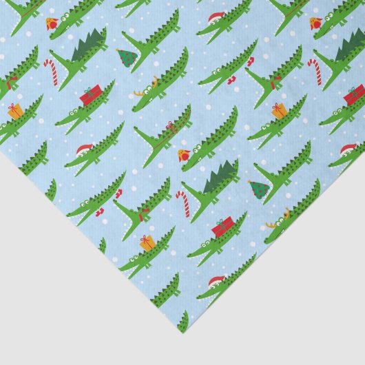 Feestelijke krokodillen in kerstkostuums patroon tissuepapier (Detail)