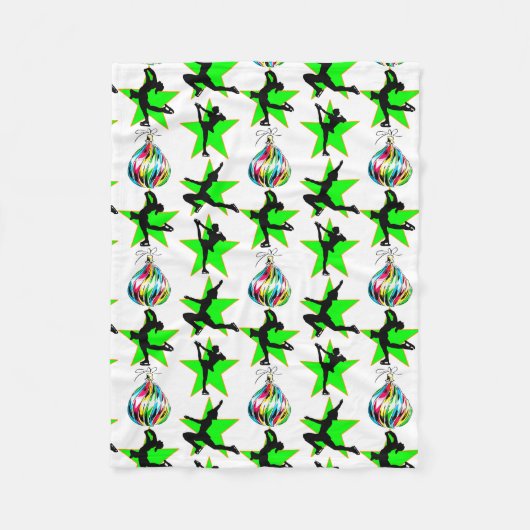 FEESTELIJKE KUNSTSCHAATSEN KERST DESIGN FLEECE DEKEN (Voorkant)