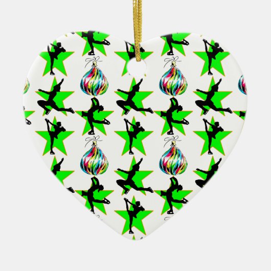 FEESTELIJKE KUNSTSCHAATSEN KERST DESIGN KERAMISCH ORNAMENT (Voorkant)