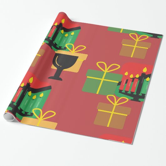 Feestelijke Kwanzaa Cadeaus Patroon Inpakpapier (Uitgerold)