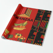 Feestelijke Kwanzaa Design met Kinara, Fruit en Gi Cadeaupapier (Uitgerold)