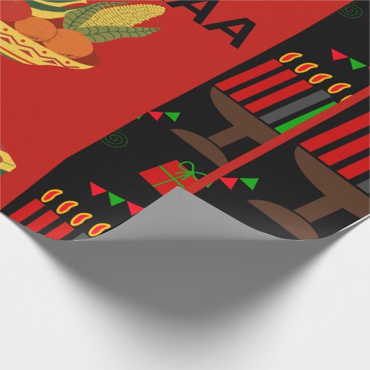 Feestelijke Kwanzaa Design met Kinara, Fruit en Gi Cadeaupapier (Hoek)