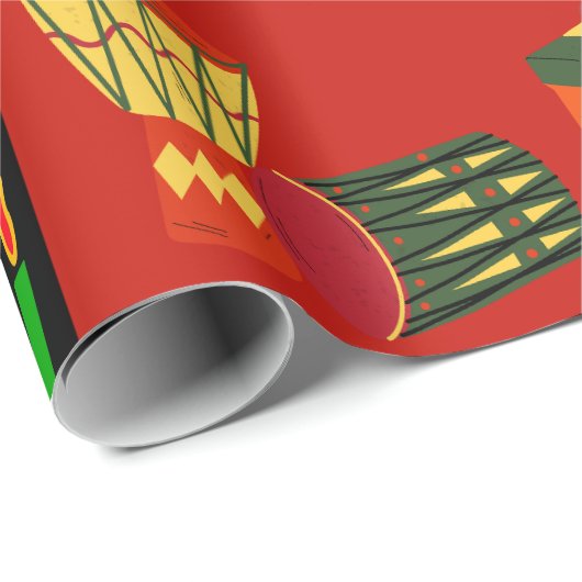 Feestelijke Kwanzaa Design met Kinara, Fruit en Gi Cadeaupapier (Rol Hoek)