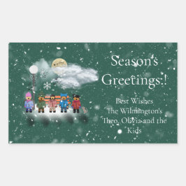 Feestelijke kwintet Kerstmis Rechthoekig Gift Labe Rechthoekige Sticker