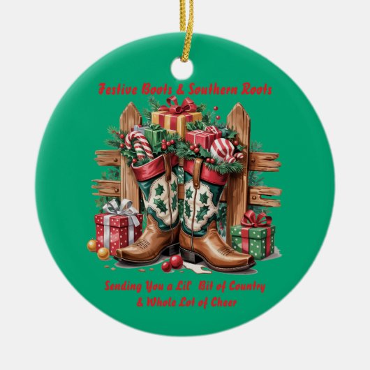 Feestelijke Laarzen Keramisch Ornament (Voorkant)