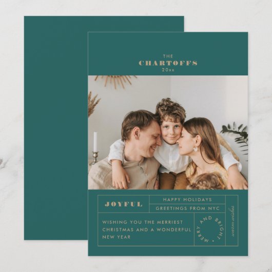 Feestelijke Label Flat Holiday Kaart (Voorkant / Achterkant)