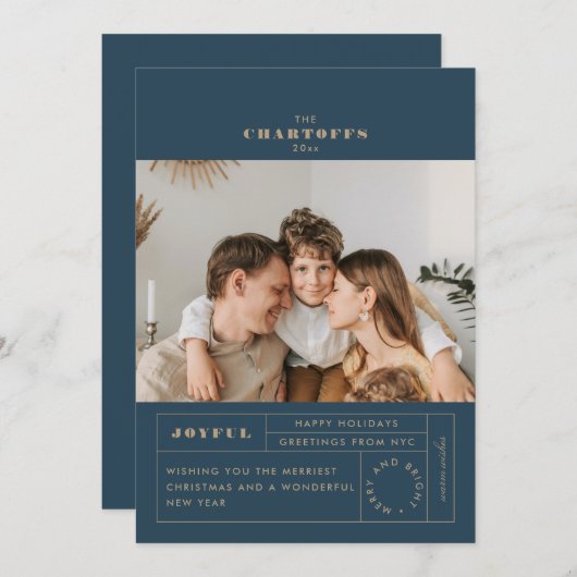 Feestelijke Label Flat Holiday Kaart (Voorkant / Achterkant)