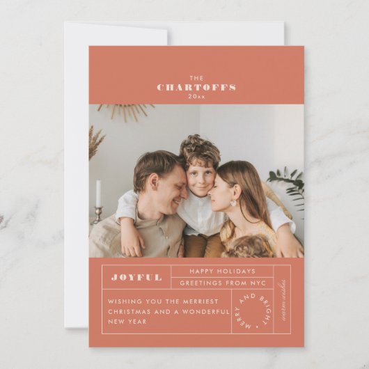 Feestelijke Label Flat Holiday Kaart (Voorkant)