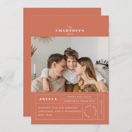 Feestelijke Label Flat Holiday Kaart (Voorkant / Achterkant)