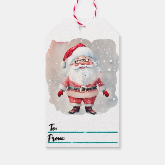 Feestelijke labels met vrolijke Kerstman Cadeaulabel (Achterkant)