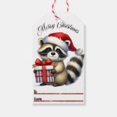 Feestelijke labels met wasbeer in Santa Hat Cadeaulabel (Voorkant)