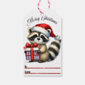 Feestelijke labels met wasbeer in Santa Hat Cadeaulabel (Achterkant)