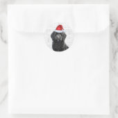 Feestelijke Labradoodle met Woof Word Art Christma Ronde Sticker (Tas)