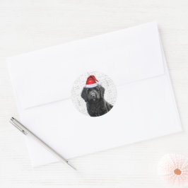 Feestelijke Labradoodle met Woof Word Art Christma Ronde Sticker