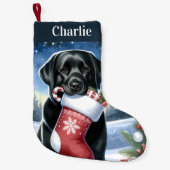 Feestelijke Labrador Retriever Holiday Black Dog Kleine Kerstsok (Voorkant)