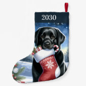 Feestelijke Labrador Retriever Holiday Black Dog Kleine Kerstsok (Achterkant)