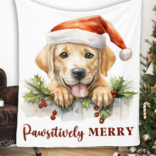 Feestelijke Labrador Retriever Puppy Dog Kerstmis Fleece Deken