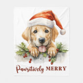 Feestelijke Labrador Retriever Puppy Dog Kerstmis Fleece Deken (Voorkant)