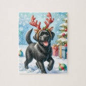 Feestelijke Labrador Retriever Puppy Kersthond Legpuzzel (Verticaal)