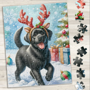 Feestelijke Labrador Retriever Puppy Kersthond Legpuzzel