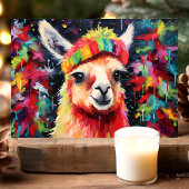 Feestelijke lama kleurrijke kerst feestdagen kaart