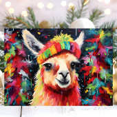 Feestelijke lama kleurrijke kerst feestdagen kaart