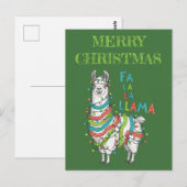 Feestelijke Lama met Kerstverlichting Briefkaart (Voorkant / Achterkant)