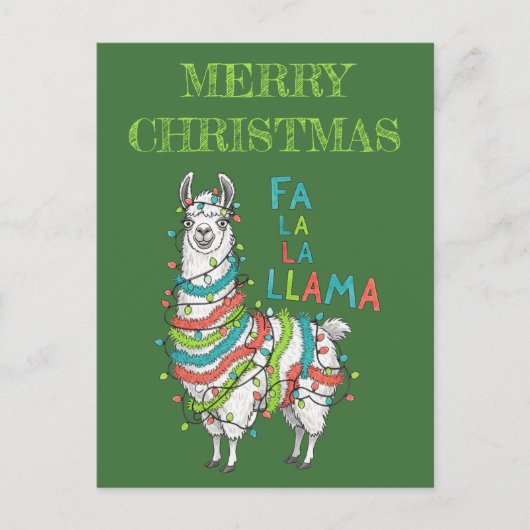 Feestelijke Lama met Kerstverlichting Briefkaart (Voorkant)