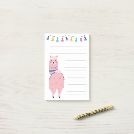 Feestelijke Lama Post-it® Notes (Op bureau)