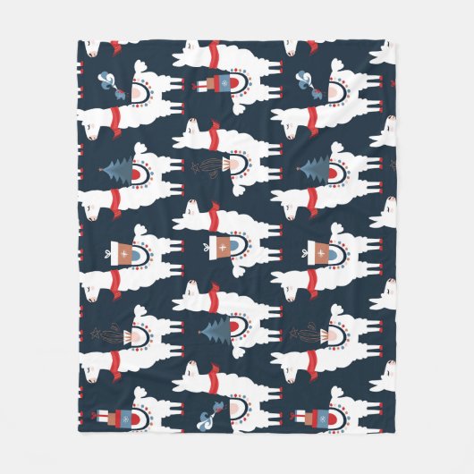 Feestelijke lama's: Kerst Patroon Delight Fleece Deken (Voorkant)
