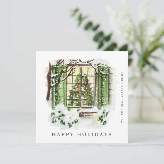 Feestelijke Landhuis Kerst Bedrijfs Groet Feestdagenkaart (Staand voorkant)