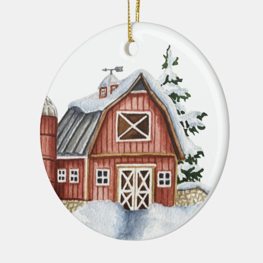 feestelijke landschuur keramisch ornament (Links)