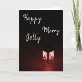 Feestelijke Lantaarn Happy Merry Jolly Christmas Feestdagen Kaart (Voorkant)
