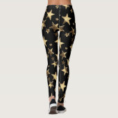 Feestelijke Leggings Zwart Goud Kerststerren (Achterkant)