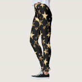 Feestelijke Leggings Zwart Goud Kerststerren (Links)