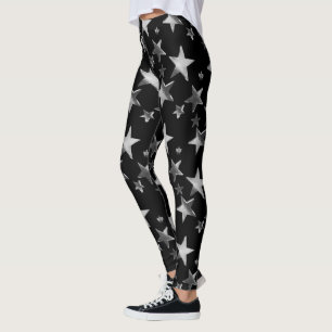 Feestelijke Leggings Zwart Zilver Grijs Kerststerr