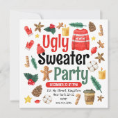 Feestelijke Lelijke Sweater Party Waterverf Kaart (Voorkant)