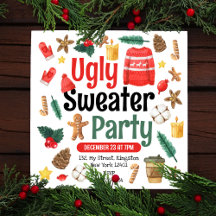 Feestelijke Lelijke Sweater Party Waterverf