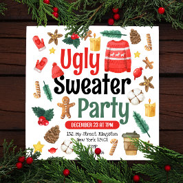 Feestelijke Lelijke Sweater Party Waterverf Kaart