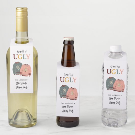 Feestelijke Lelijke Sweater Vakantie Feest Kerstmi Flessenhanger (In situ)