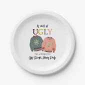 Feestelijke Lelijke Sweater Vakantie Feest Kerstmi Papieren Bordje (Voorkant)