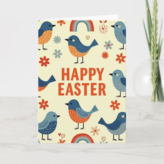 Feestelijke Lente Vogels Kaart (Voorkant)
