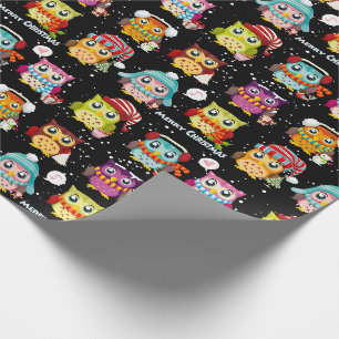 Feestelijke & Leuk Kerstman Uil Inpakpapier