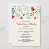 Feestelijke Leuke Groene Rode Kerstfeest Uitnodigi Kaart (Voorkant)